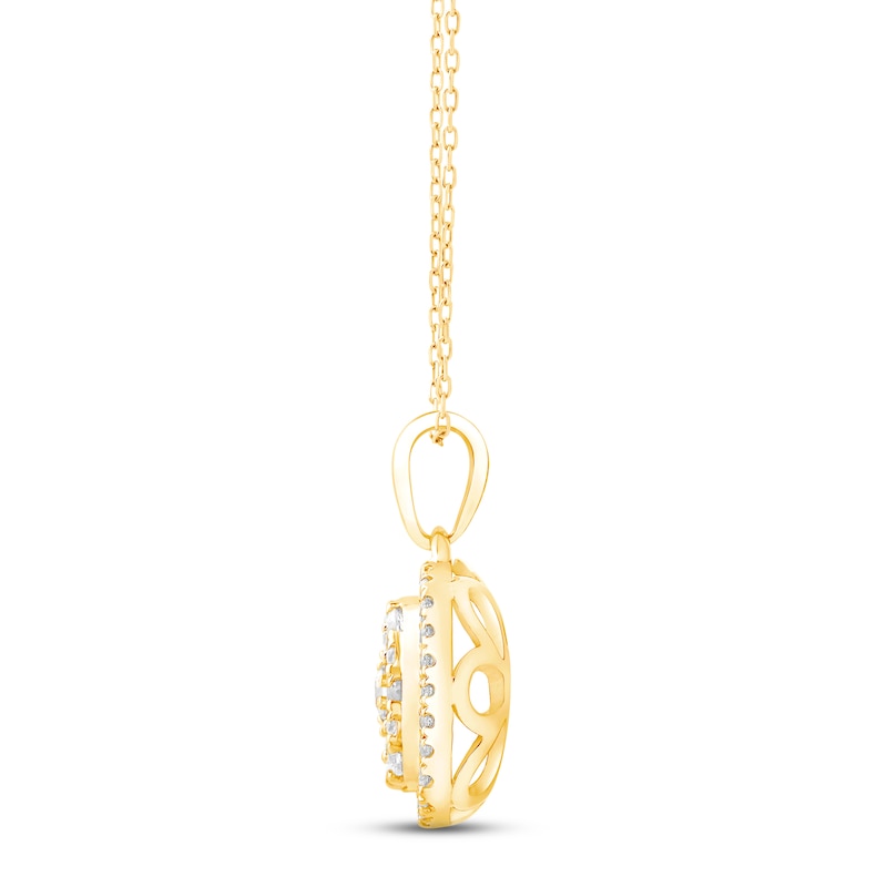 Diamond Cushion Necklace 1/2 ct tw Round-cut 10K Yellow Gold 18"