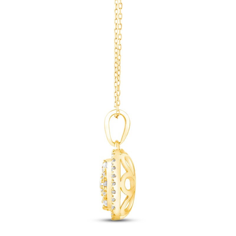 Main Image 2 of Diamond Cushion Necklace 1/2 ct tw Round-cut 10K Yellow Gold 18&quot;