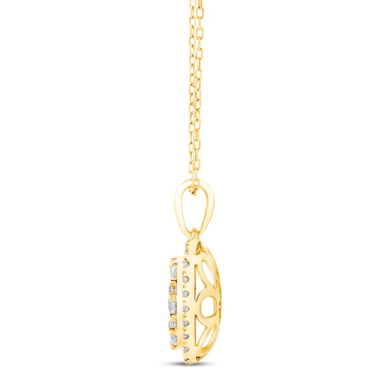 Main Image 2 of Diamond Cushion Necklace 1 ct tw Round-cut 10K Yellow Gold 18&quot;