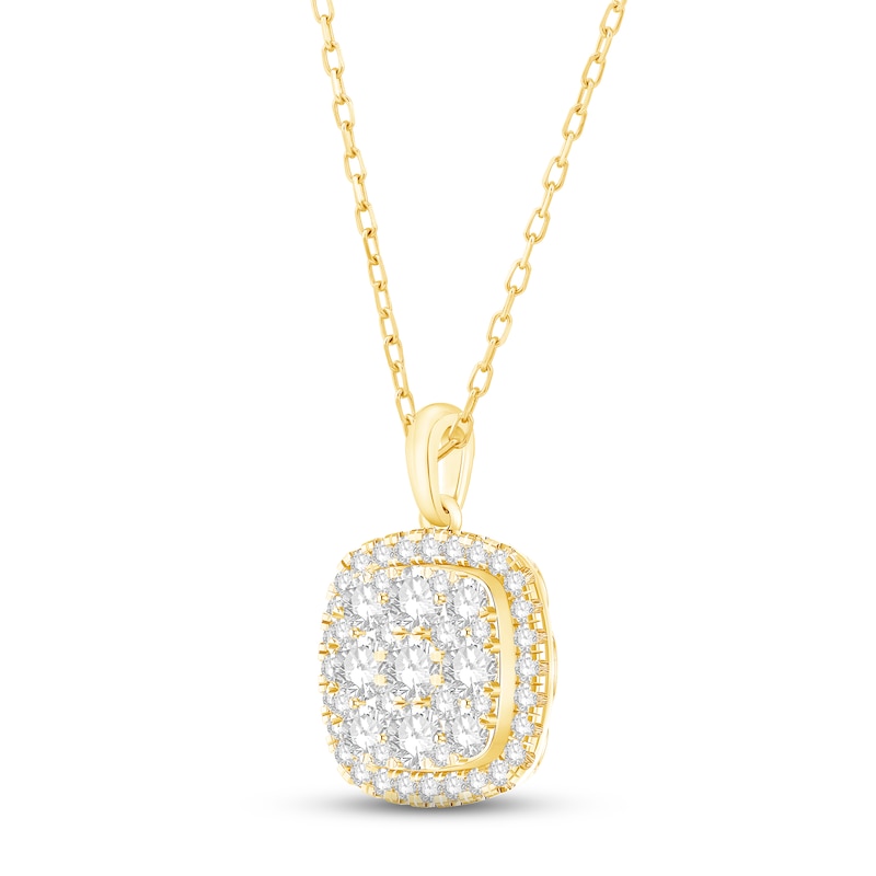 Diamond Cushion Necklace 1 ct tw Round-cut 10K Yellow Gold 18"