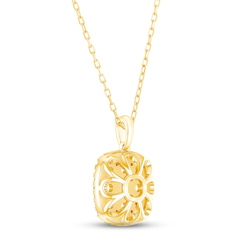 Main Image 4 of Diamond Cushion Necklace 1 ct tw Round-cut 10K Yellow Gold 18&quot;