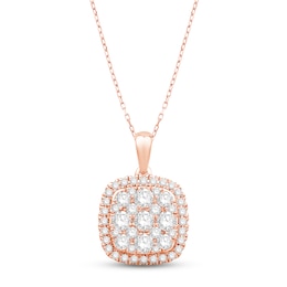 Diamond Cushion Necklace 1 ct tw Round-cut 10K Rose Gold 18"
