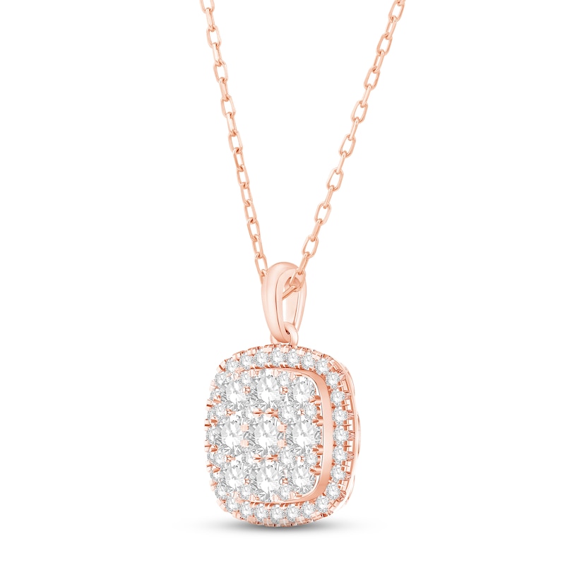 Diamond Cushion Necklace 1 ct tw Round-cut 10K Rose Gold 18