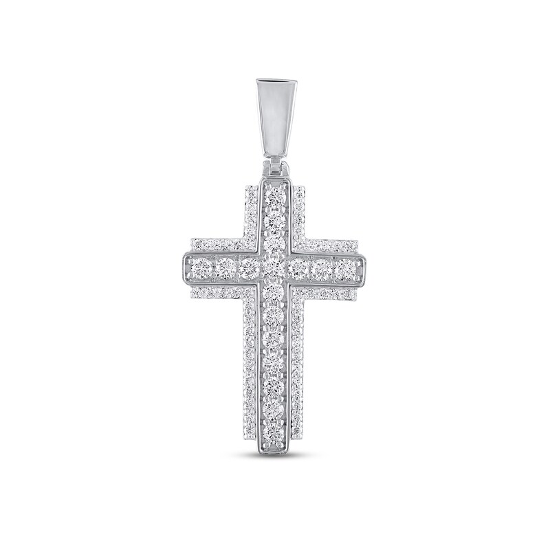 Main Image 1 of Men's KAY Lab-Grown Diamonds Cross Pendant 3 ct tw 14K White Gold