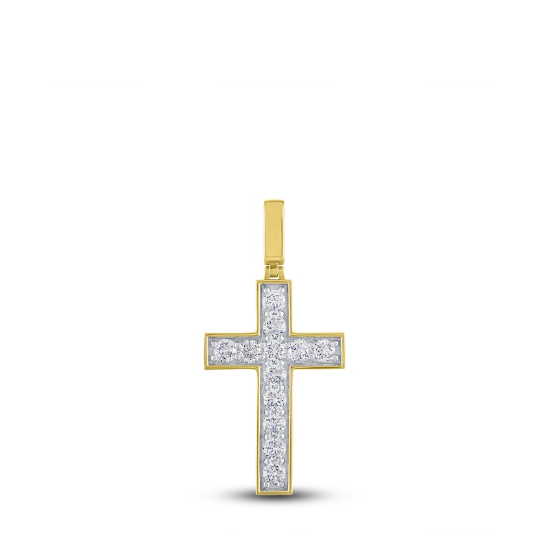 Main Image 1 of Men's KAY Lab-Grown Diamonds Cross Pendant 3 ct tw 14K Yellow Gold