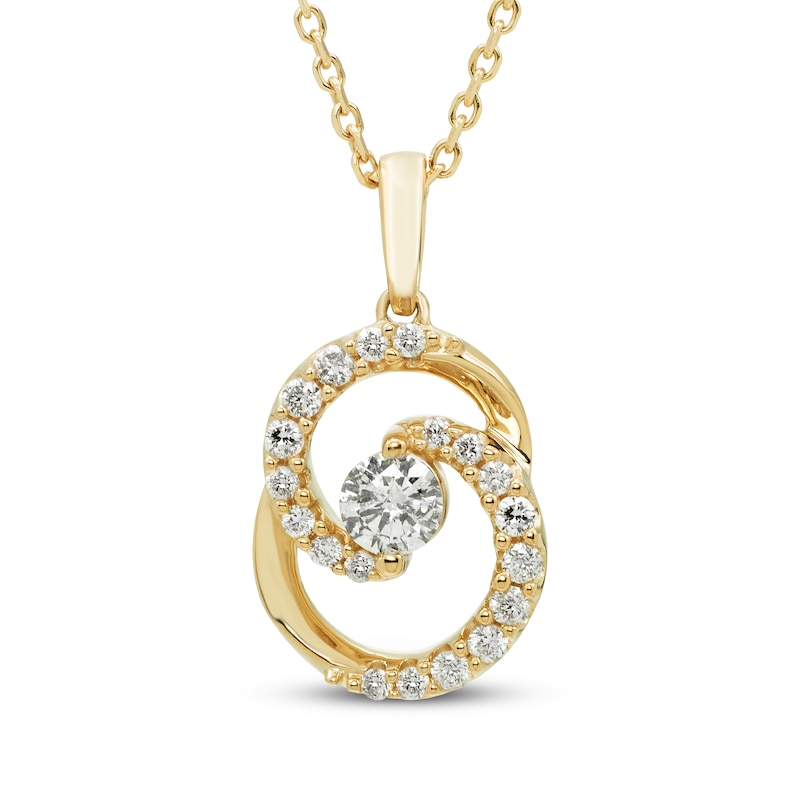 Main Image 1 of Encircled by Love Diamond Necklace 1/3 ct tw Round-cut 10K Yellow Gold 18&quot;