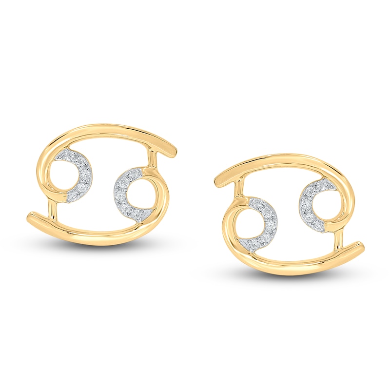 Diamond Cancer Earrings 1/10 ct tw Round-cut 10K Yellow Gold