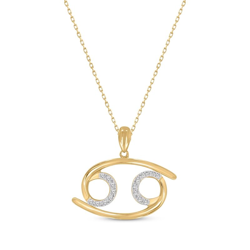 Diamond Cancer Necklace 1/10 ct tw Round-cut 10K Yellow Gold 18"