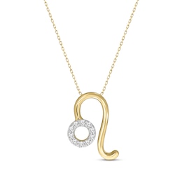 Diamond Leo Necklace 1/10 ct tw Round-cut 10K Yellow Gold 18&quot;