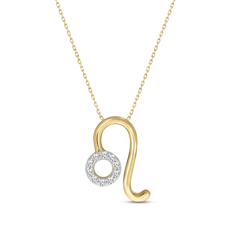 Main Image 1 of Diamond Leo Necklace 1/10 ct tw Round-cut 10K Yellow Gold 18&quot;