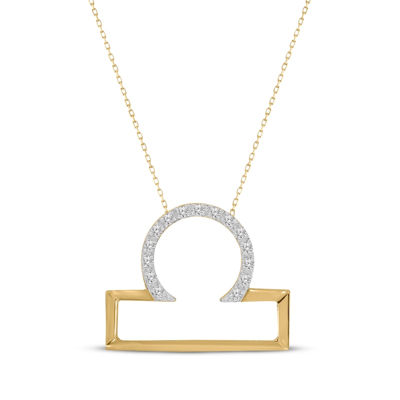 Main Image 1 of Diamond Libra Necklace 1/10 ct tw Round-cut 10K Yellow Gold 18&quot;