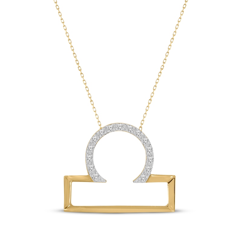 Diamond Libra Necklace 1/10 ct tw Round-cut 10K Yellow Gold 18"