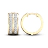 Thumbnail Image 2 of Men's Diamond Two-Row Huggie Hoop Earrings 1/2 ct tw Round-cut 10K Yellow Gold
