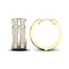 Thumbnail Image 1 of Men's Diamond Two-Row Huggie Hoop Earrings 1/2 ct tw Round-cut 10K Yellow Gold