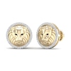 Thumbnail Image 1 of Men's Diamond Lion Stud Earrings 1/5 ct tw Round-cut 10K Yellow Gold