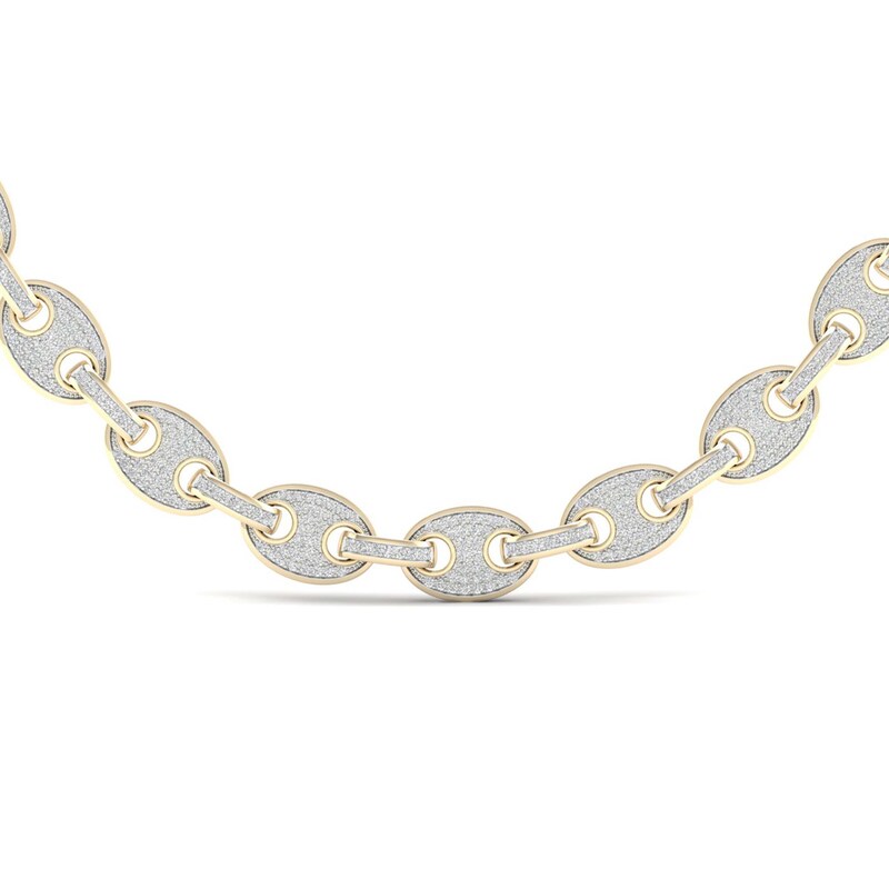Men's Diamond Mariner Necklace 4 ct tw Roundcut 10K Yellow Gold 22" Kay