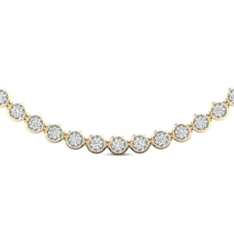 Men's Diamond Tennis Necklace 3 ct tw Round-cut 10K Yellow Gold 22"