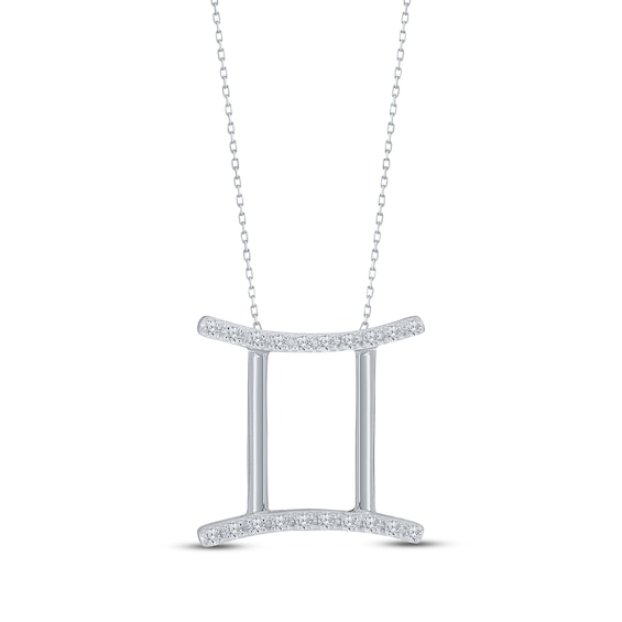 Diamond Gemini Necklace 1/10 ct tw Round-cut Sterling Silver 18"
