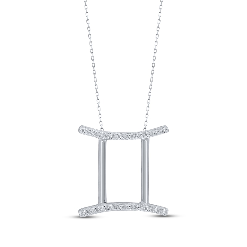 Main Image 1 of Diamond Gemini Necklace 1/10 ct tw Round-cut Sterling Silver 18&quot;