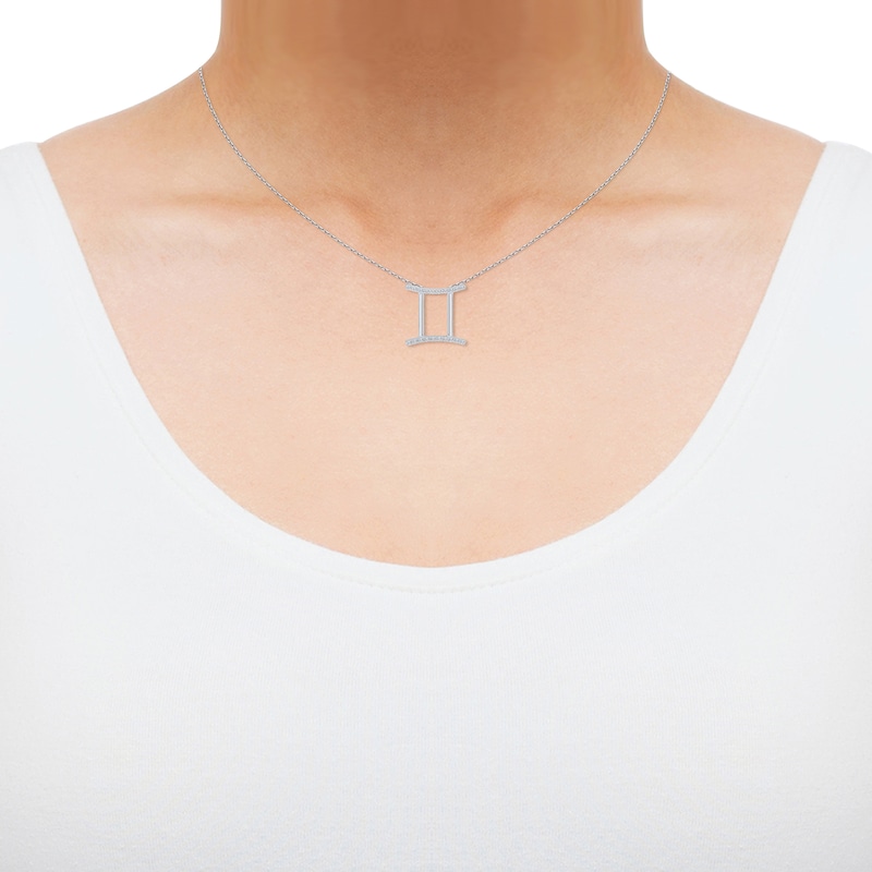 Main Image 2 of Diamond Gemini Necklace 1/10 ct tw Round-cut Sterling Silver 18&quot;