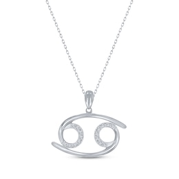 Diamond Cancer Necklace 1/10 ct tw Round-cut Sterling Silver 18"