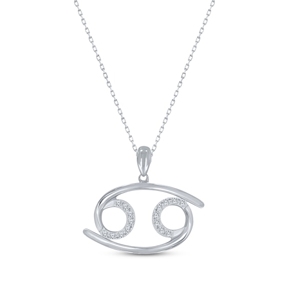Diamond Cancer Necklace 1/10 ct tw Round-cut Sterling Silver 18"