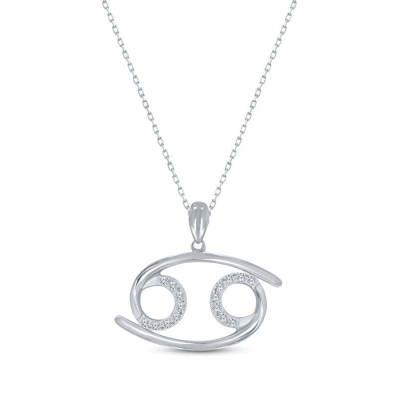 Main Image 1 of Diamond Cancer Necklace 1/10 ct tw Round-cut Sterling Silver 18"