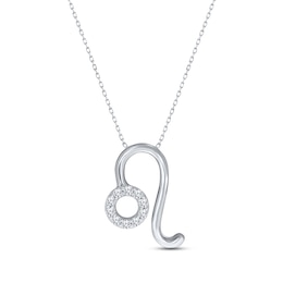 Diamond Leo Necklace 1/10 ct tw Round-cut Sterling Silver 18"