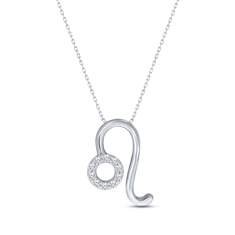 Main Image 1 of Diamond Leo Necklace 1/10 ct tw Round-cut Sterling Silver 18&quot;