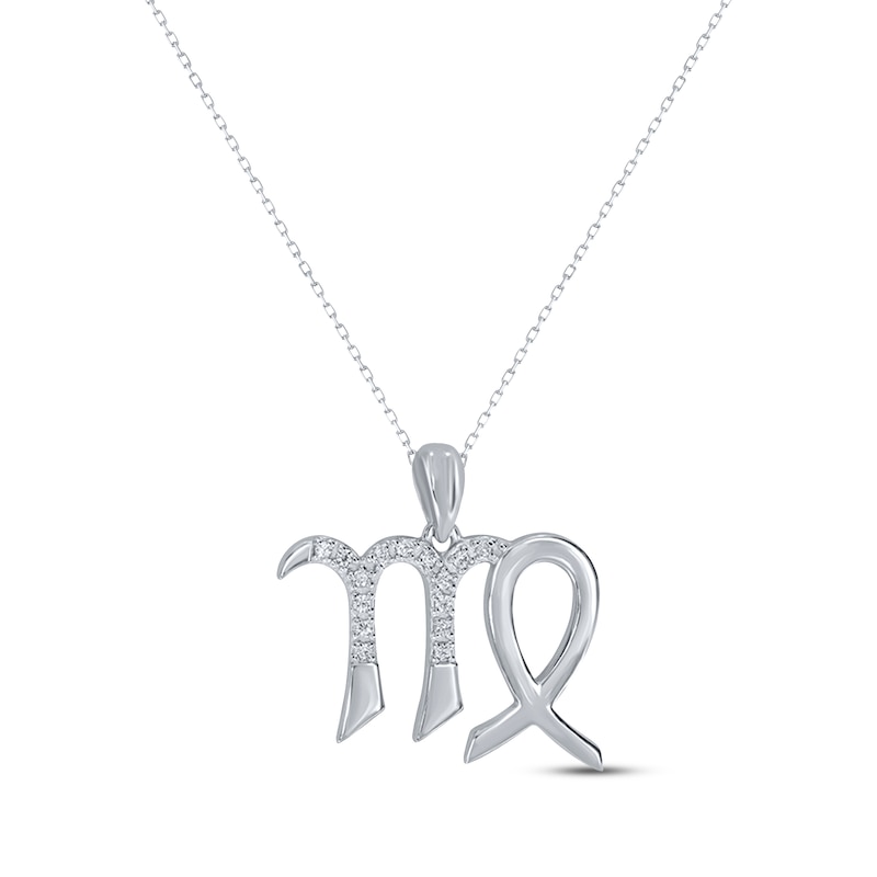 Main Image 1 of Diamond Virgo Necklace 1/10 ct tw Round-cut Sterling Silver 18&quot;