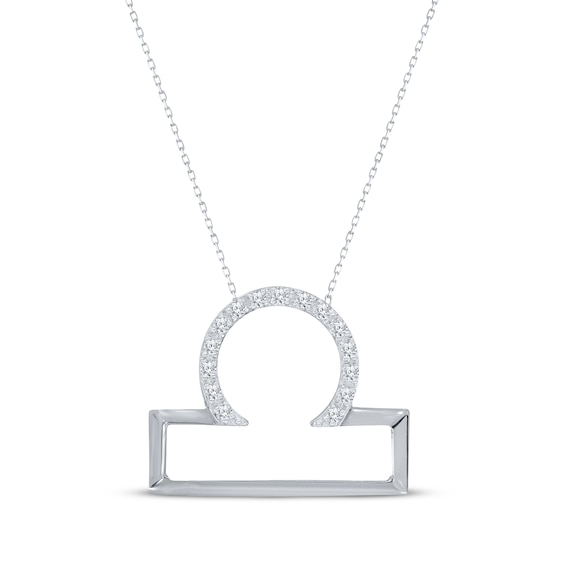 Diamond Libra Necklace 1/10 ct tw Round-cut Sterling Silver 18"
