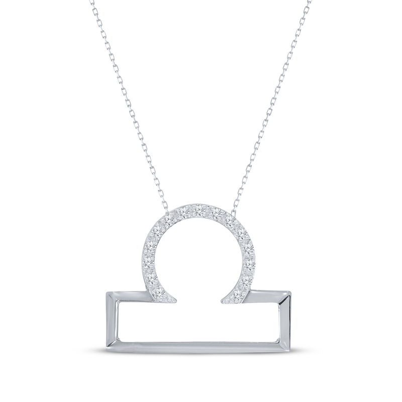 Main Image 1 of Diamond Libra Necklace 1/10 ct tw Round-cut Sterling Silver 18"