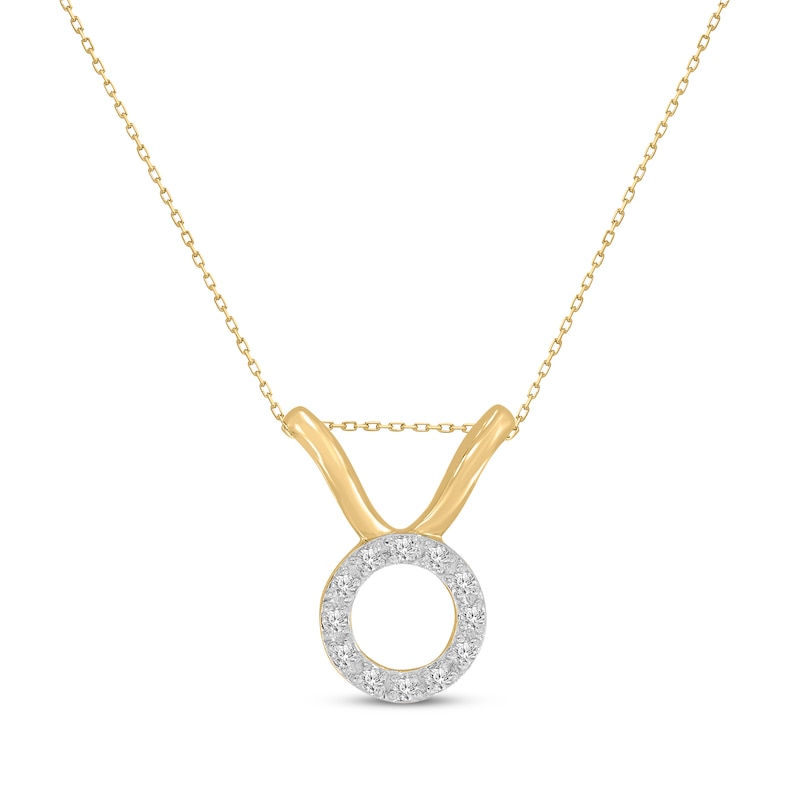 Diamond Taurus Necklace 1/10 ct tw Round-cut 10K Yellow Gold 18"