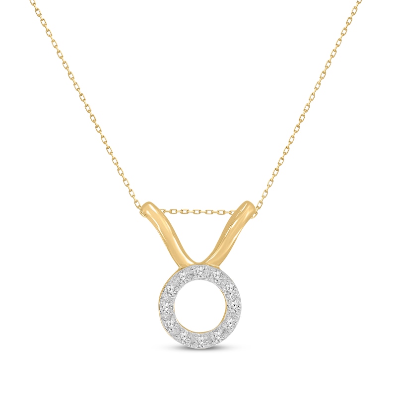 Main Image 1 of Diamond Taurus Necklace 1/10 ct tw Round-cut 10K Yellow Gold 18&quot;