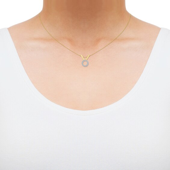 Thumbnail Image 2 of Diamond Taurus Necklace 1/10 ct tw Round-cut 10K Yellow Gold 18"