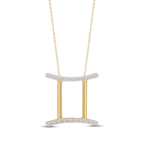 Diamond Gemini Necklace 1/10 ct tw Round-cut 10K Yellow Gold 18"