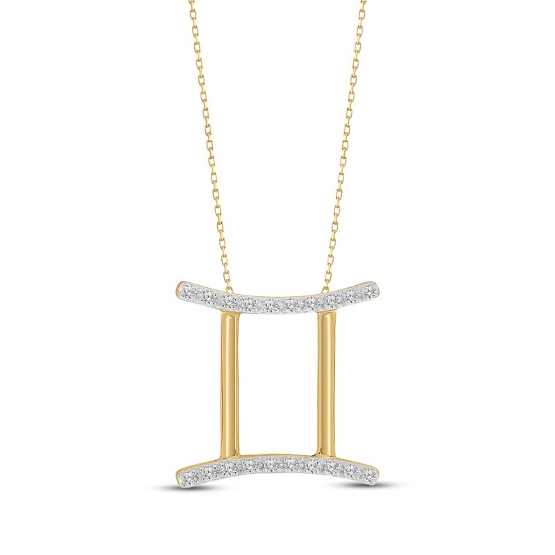 Main Image 1 of Diamond Gemini Necklace 1/10 ct tw Round-cut 10K Yellow Gold 18"