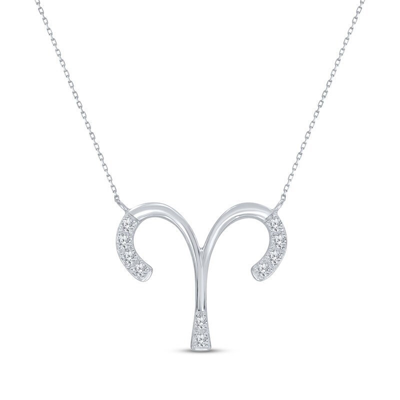 Main Image 1 of Diamond Aries Necklace 1/10 ct tw Round-cut Sterling Silver 18&quot;