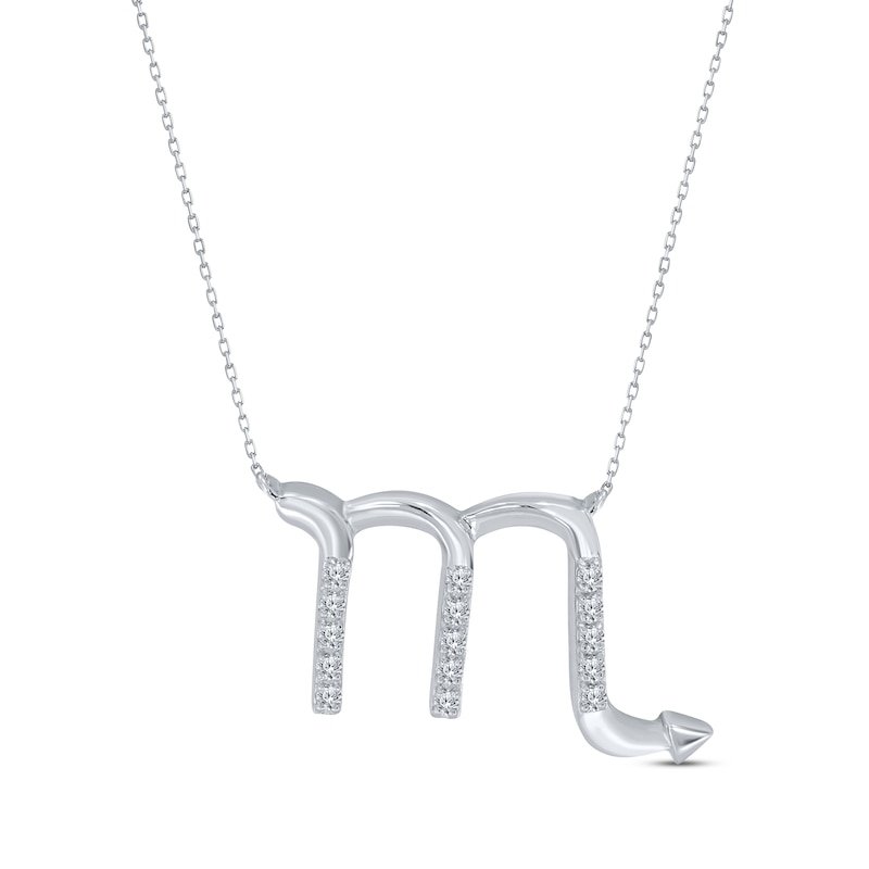 Main Image 1 of Diamond Scorpio Necklace 1/10 ct tw Round-cut Sterling Silver 18&quot;