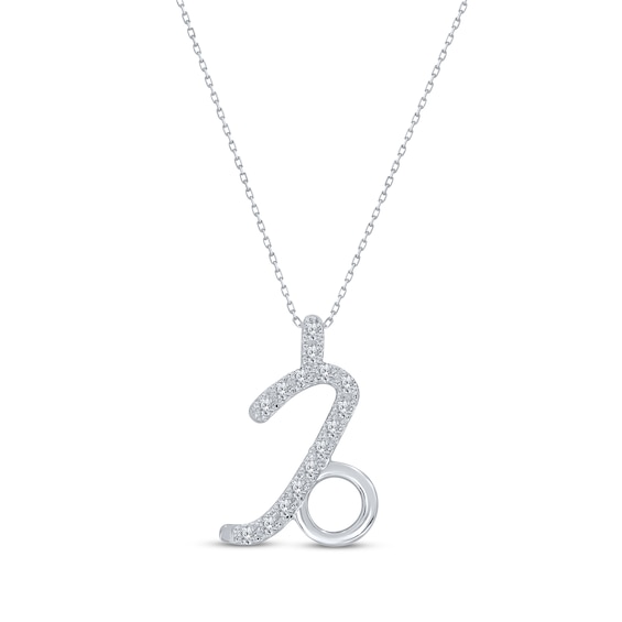 Diamond Capricorn Necklace 1/10 ct tw Round-cut Sterling Silver 18"