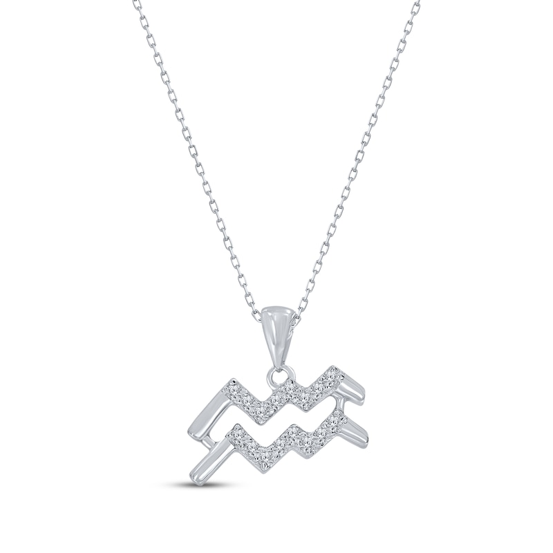 Diamond Aquarius Necklace 1/10 ct tw Round-cut Sterling Silver 18"