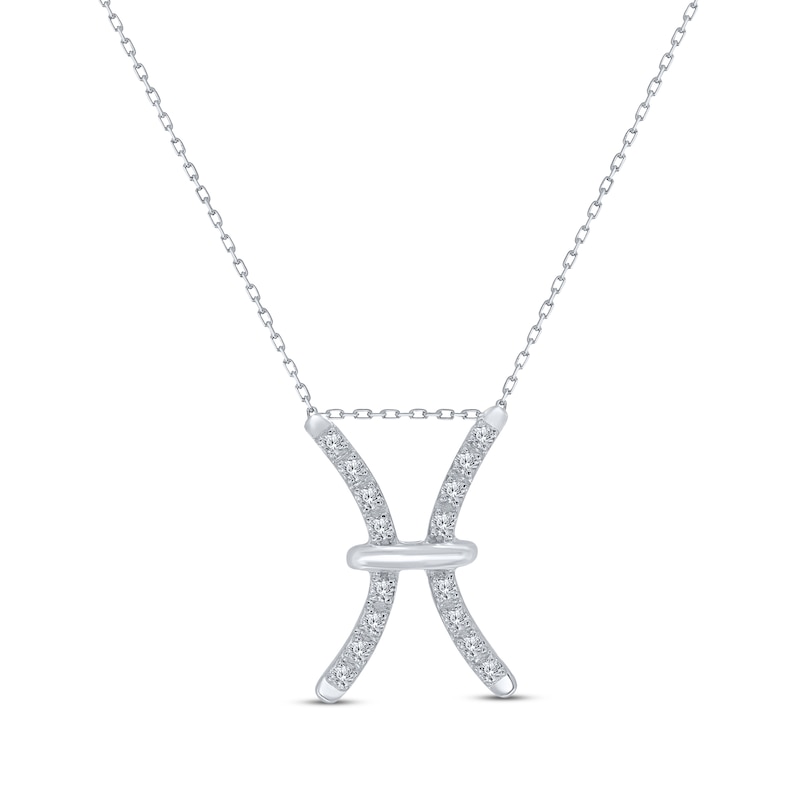 Main Image 1 of Diamond Pisces Necklace 1/10 ct tw Round-cut Sterling Silver 18&quot;