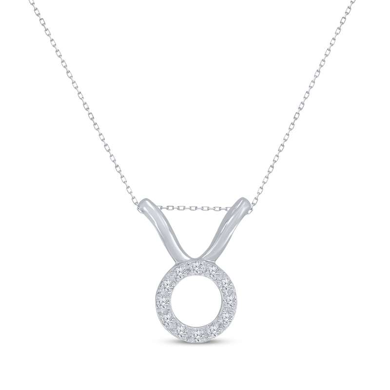 Main Image 1 of Diamond Taurus Necklace 1/10 ct tw Round-cut Sterling Silver 18&quot;