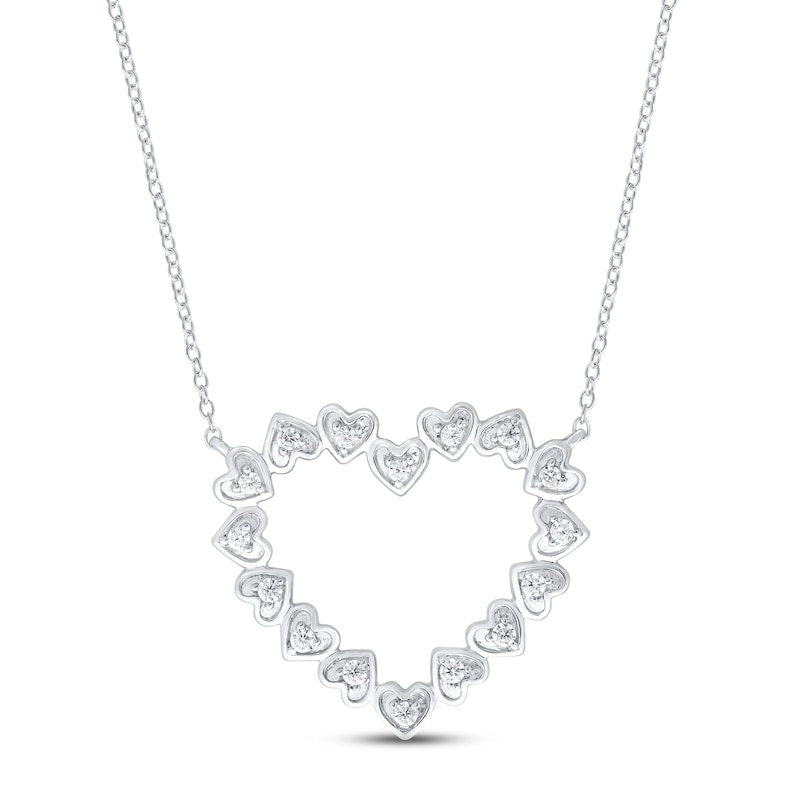 Diamond Heart Necklace 1/4 ct tw Round-cut Sterling Silver 18"