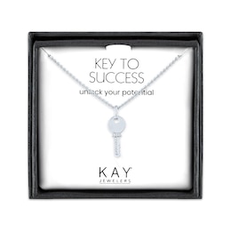 Diamond Key Necklace Sterling Silver 18"