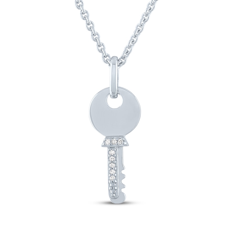 Main Image 2 of Diamond Key Necklace Sterling Silver 18"