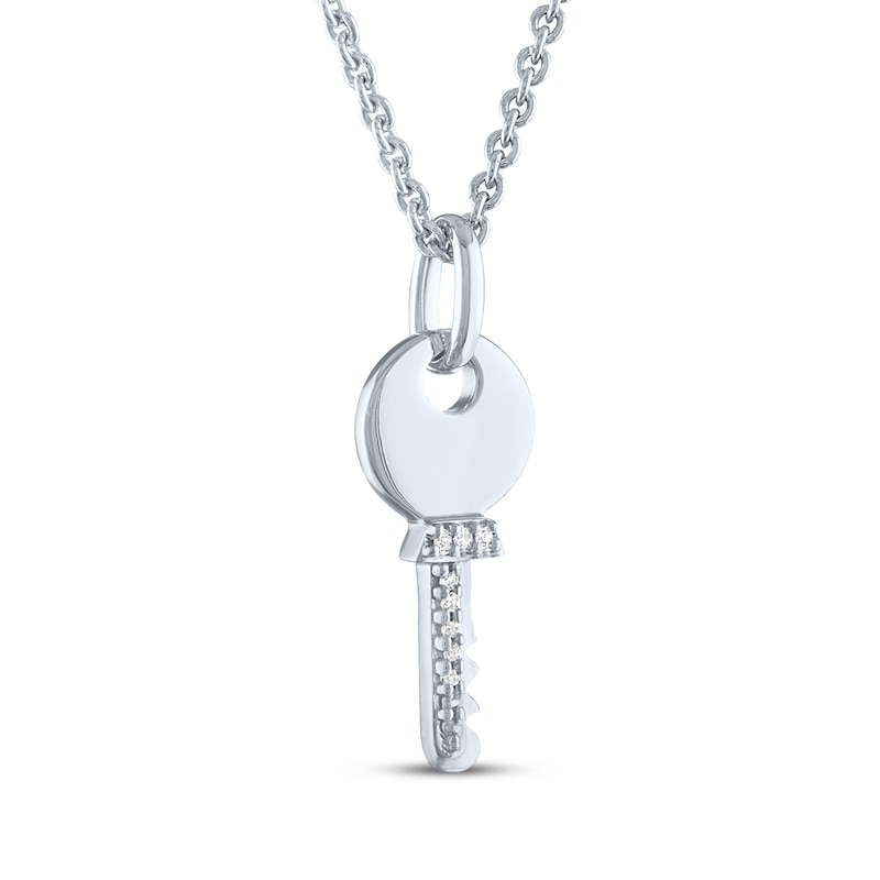 Main Image 3 of Diamond Key Necklace Sterling Silver 18"