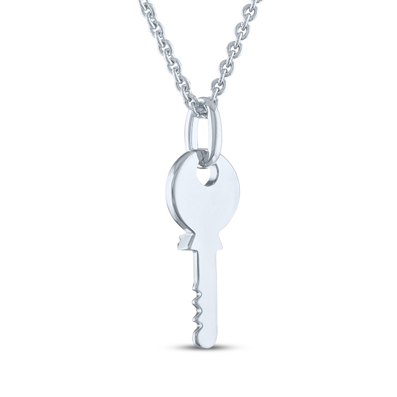 Main Image 4 of Diamond Key Necklace Sterling Silver 18"