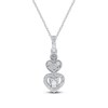 Thumbnail Image 0 of Diamond Heart Necklace 1/5 ct tw Round & Baguette-cut 10K White Gold 18"