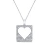 Diamond Heart Cutout Necklace 3/8 ct tw Round-cut 10K White Gold 18"